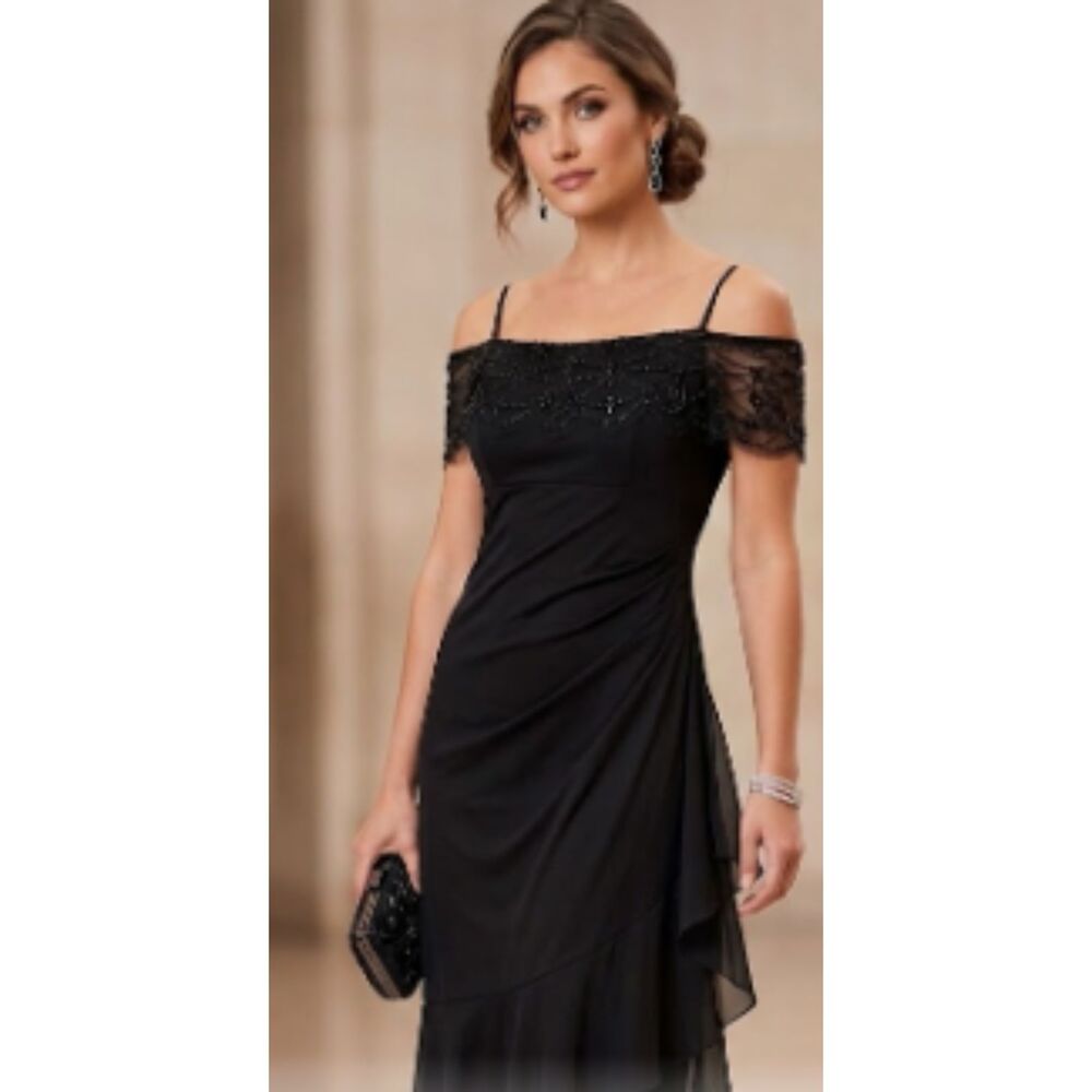 DJ-Jaz Dress Women's Size 12 Black Bodycon Off Shoulder Cocktail